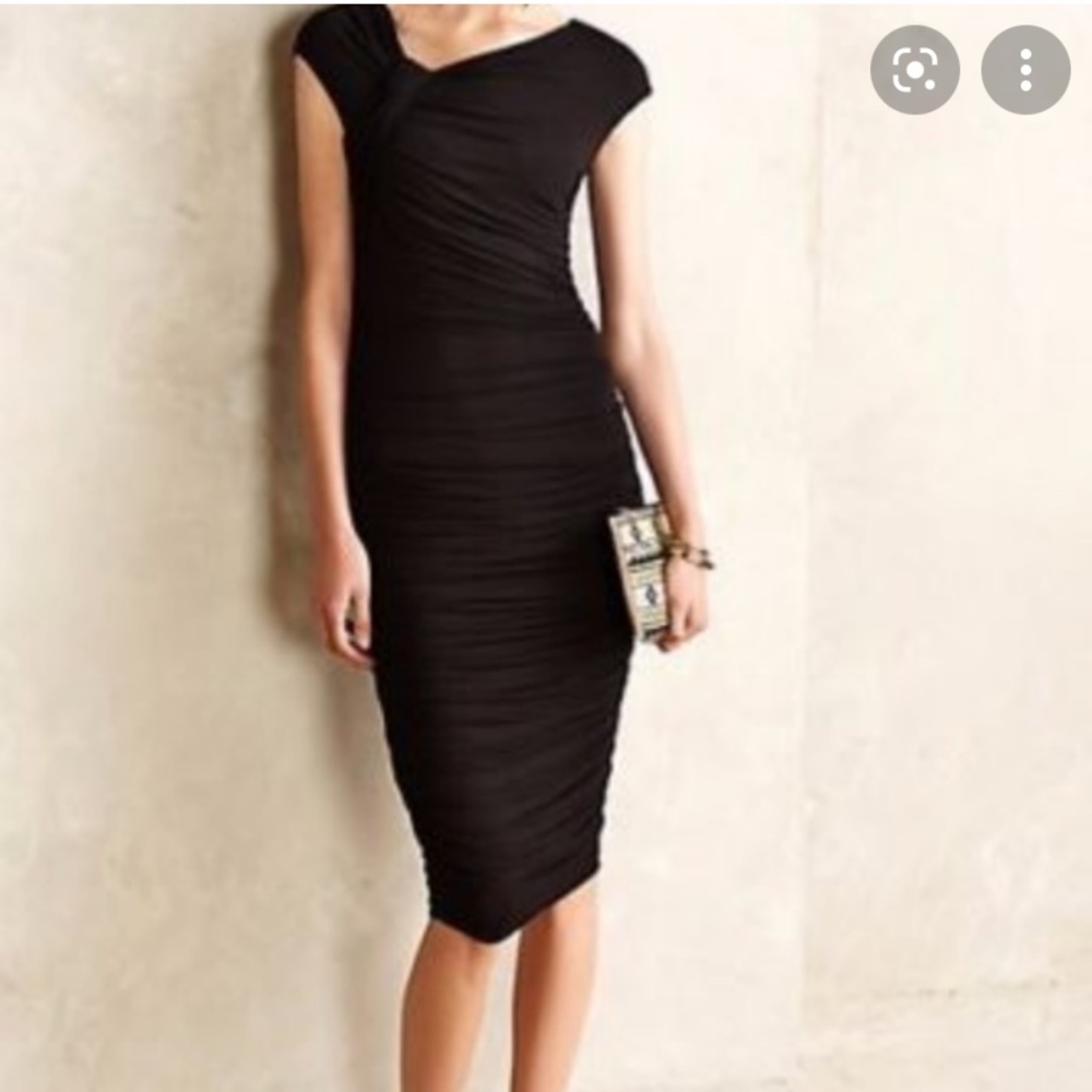Anthropologie NWOT Bailey 44 Ski Bunny Dress Dark Teal Bodycon Ruching Size S - Picture 2 of 7